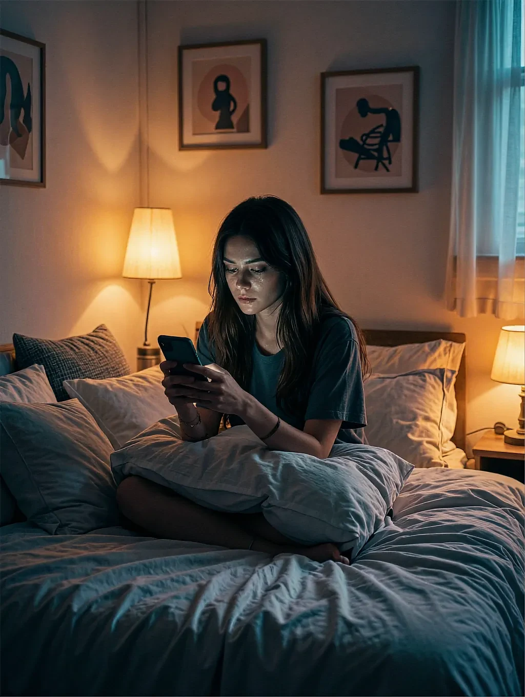 Fictional AI character featured on the third landing page, in warm light